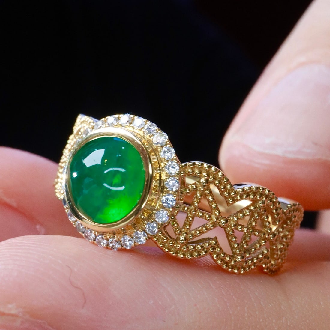 14k Gold 1.19 Ctw Natural Emerald & Diamond Ring - 3