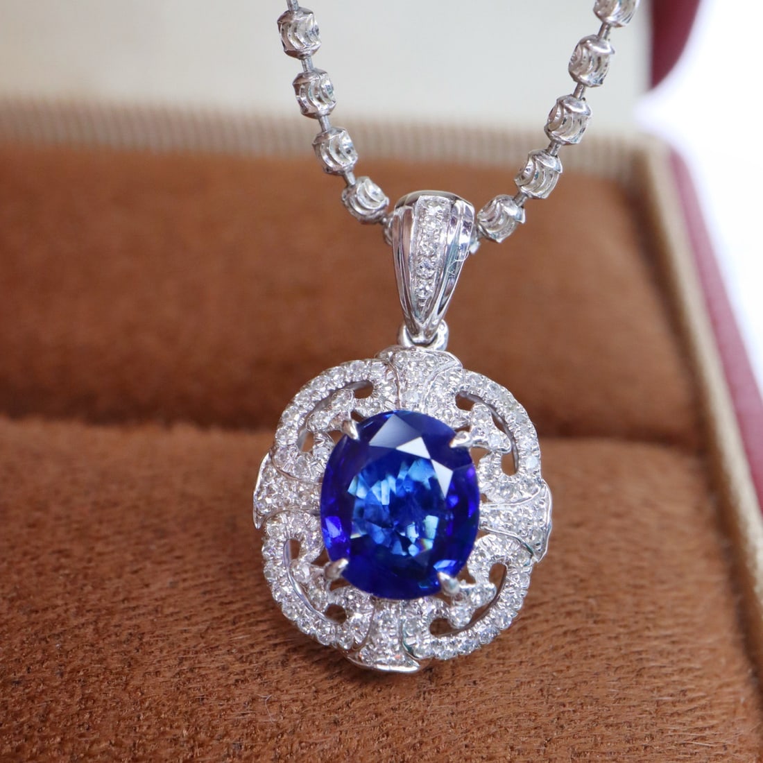 14k Gold 1.41 Ctw Natural Sapphire & Diamond Pendant( Without Chain ) - 2