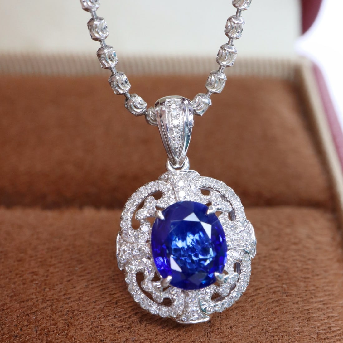 14k Gold 1.41 Ctw Natural Sapphire & Diamond Pendant( Without Chain ) - 3