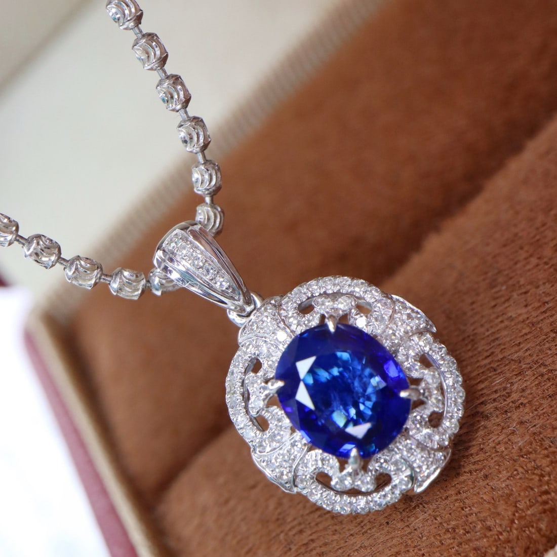 14k Gold 1.41 Ctw Natural Sapphire & Diamond Pendant( Without Chain ) - 4