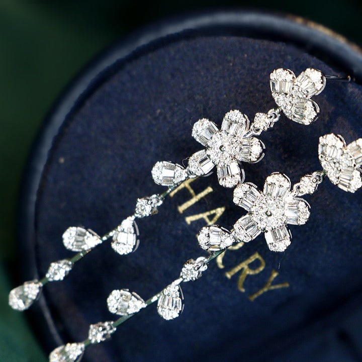 14k Gold 1.06 Ct Natural H Diamond Earrings - 4