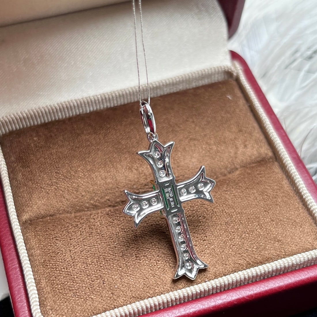 14k Gold 0.86 Ctw Vivid Green Natural Emerald & Diamond Pendant( Without Chain ) - 3