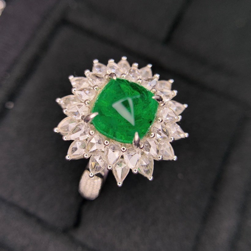 14k Gold 3.86 Ctw Natural Emerald & Diamond Ring - 3