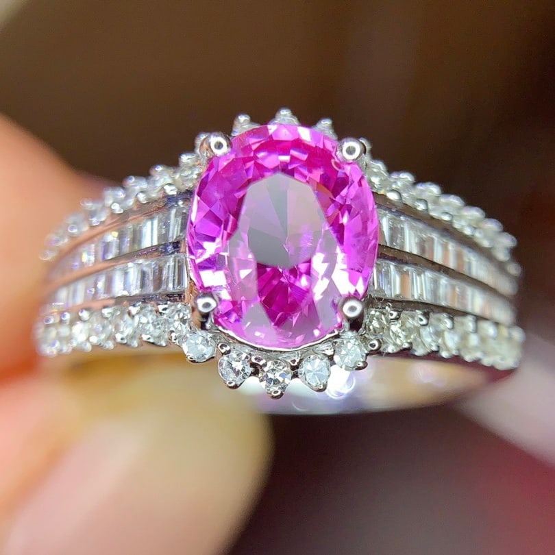 14k Gold 1.6 Ct Natural Padparadscha Sapphire & Diamond Ring - 5