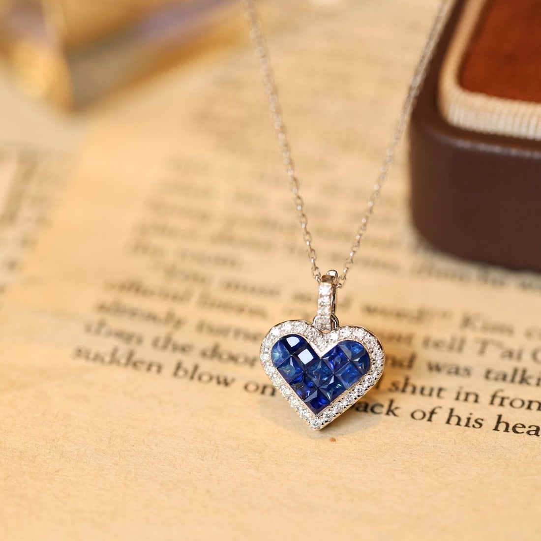 14k Gold 0.97 Ctw Natural Sapphire & Diamond Pendant( Without Chain ): Ref:231132109 // gold content:14k gold // main gemstone:sapphire // shape:princess // carat weight:0. 8ct // color:blue // treatment:natural // // adjacent gemstone 2 : diamond // shape:round // carat