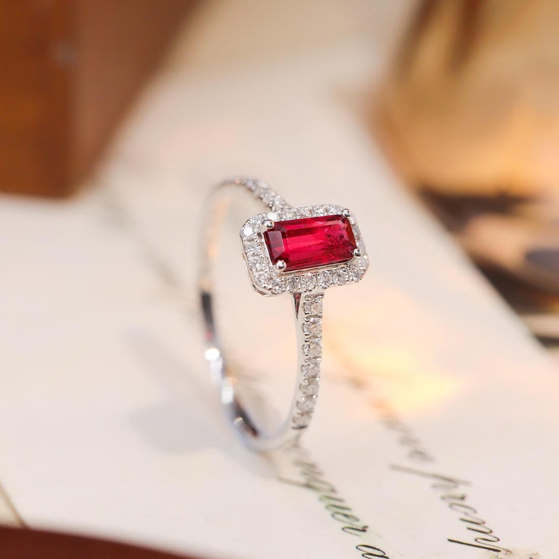 14k Gold 0.87 Ctw Natural Ruby & Diamond Ring: Ref:231132111 // gold content:14k gold // ring size:7. 25us // // main gemstone:ruby // shape:octagonal // carat weight:0. 61ct // color:red // treatment:natural // // adjacent gemstone 2 : diamond //