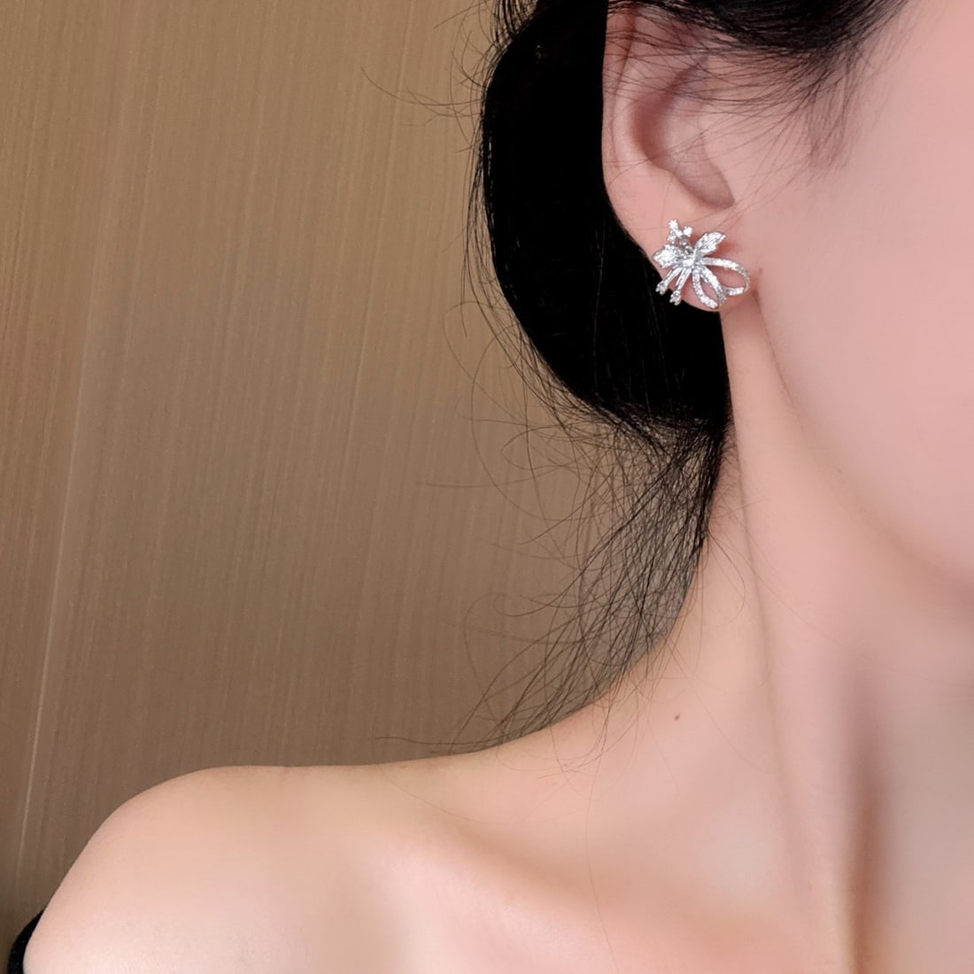 14k Gold 0.96 Ct Natural H Diamond Earrings - 6