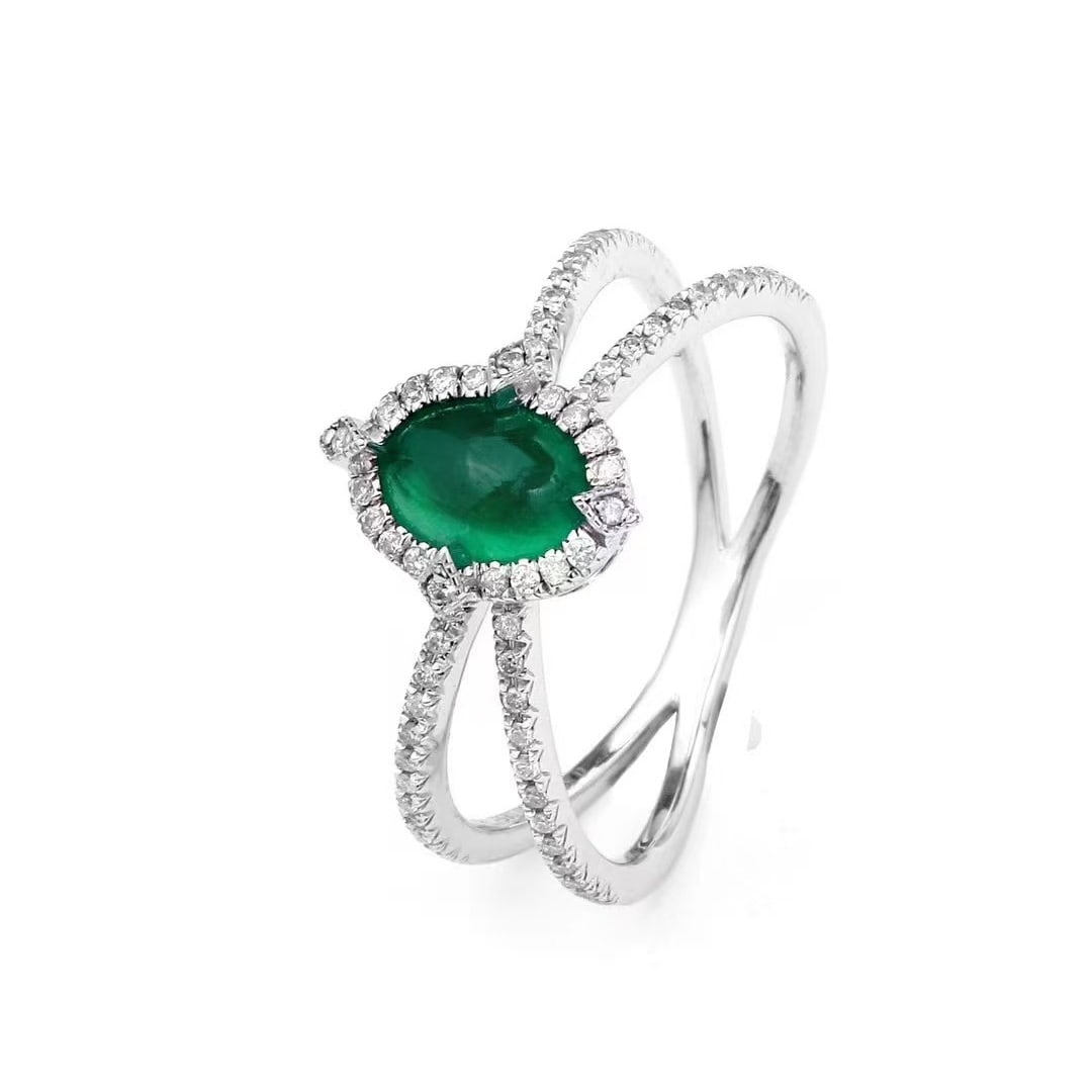 14k Gold 1.12 Ctw Natural Emerald & Diamond Ring - 5
