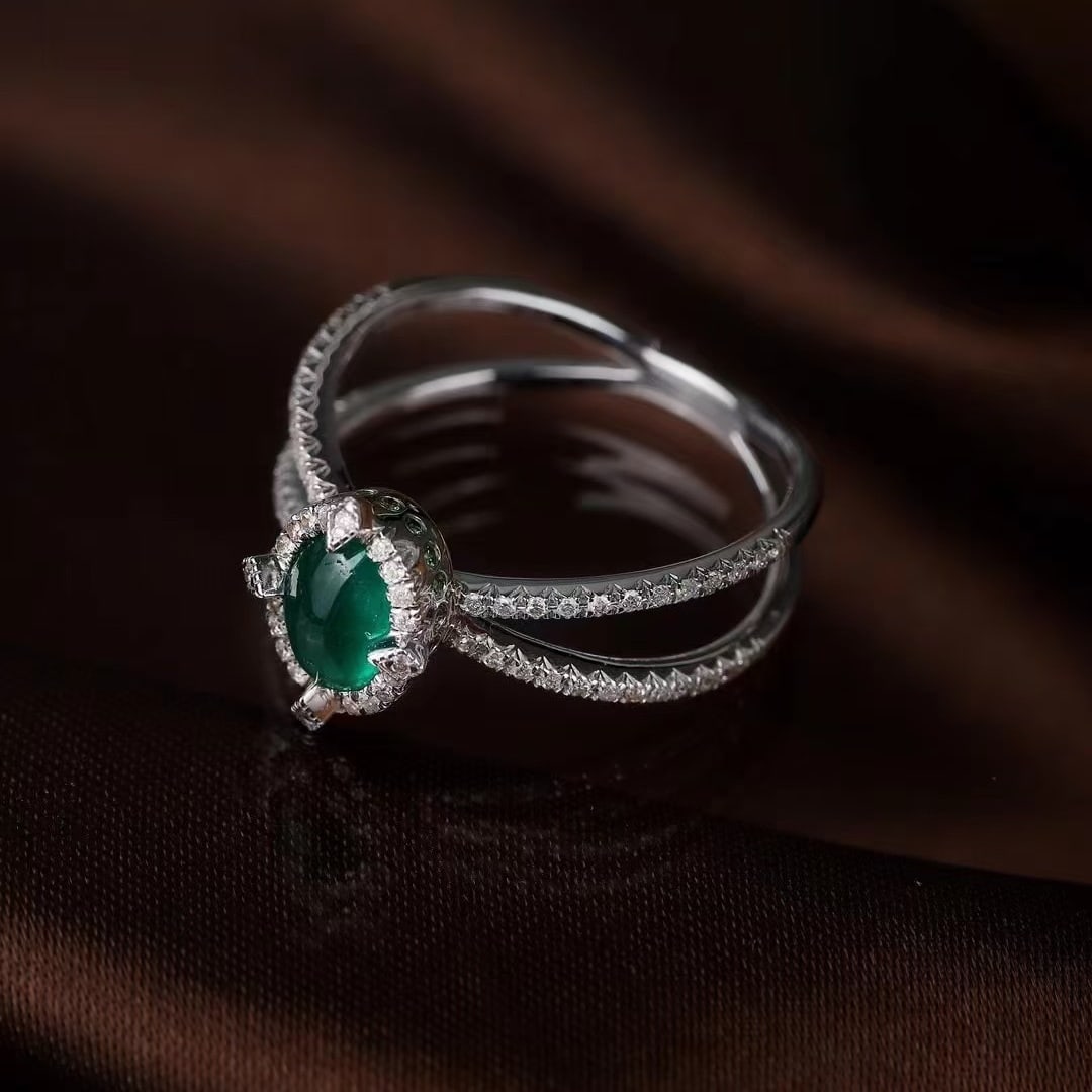 14k Gold 1.12 Ctw Natural Emerald & Diamond Ring - 8