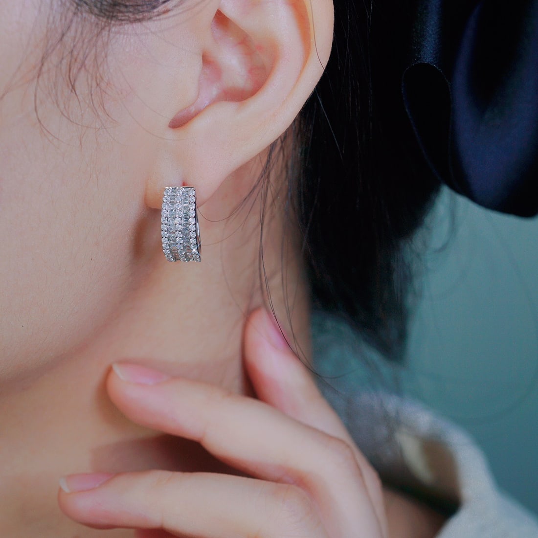 14k Gold 1.60 Ct Natural H Diamond Earrings - 2