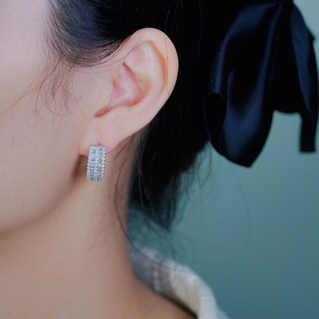 14k Gold 1.60 Ct Natural H Diamond Earrings - 3