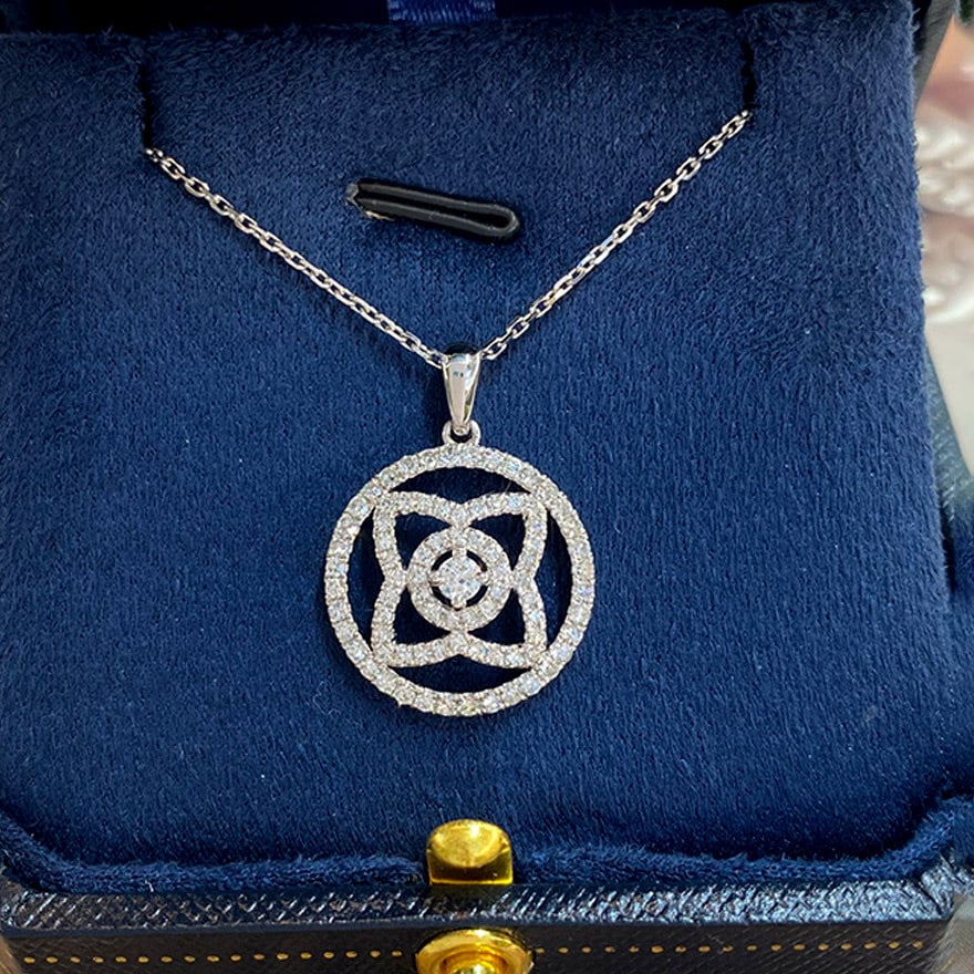 14k Gold 0.85 Ct Natural H Diamond Necklace: Ref:231132118 // gold content:14k gold // main gemstone:diamond // shape:round // carat weight:0. 85ct // clarity grade:vs-si // color:h // treatment:natural // cut grade:g // Condition: NewLow