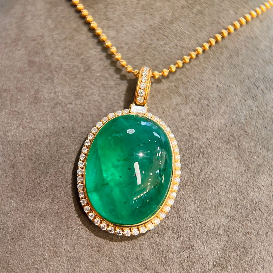 14k Gold 24.25 Ctw Natural Emerald & Diamond Pendant( Without Chain ) - 3