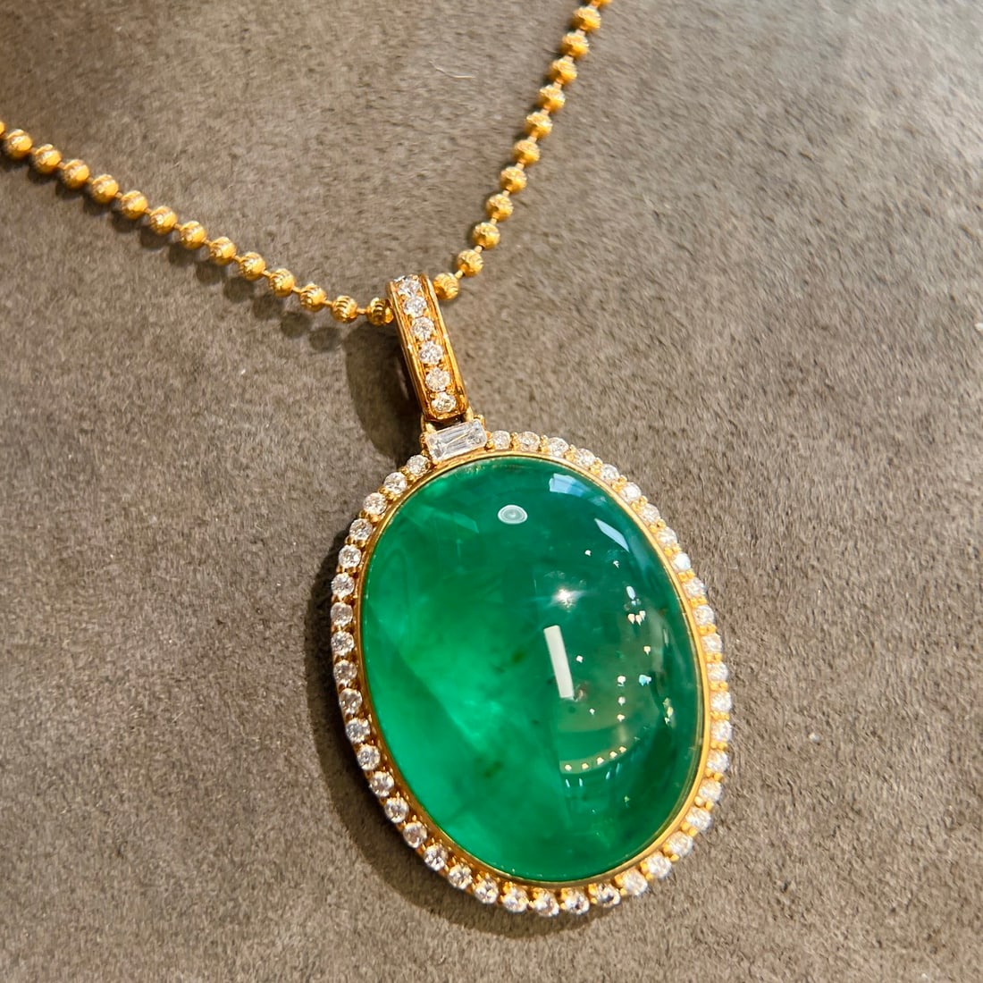 14k Gold 24.25 Ctw Natural Emerald & Diamond Pendant( Without Chain ) - 5