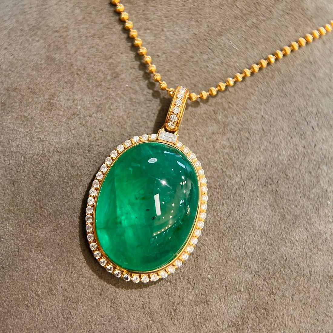 14k Gold 24.25 Ctw Natural Emerald & Diamond Pendant( Without Chain ) - 7