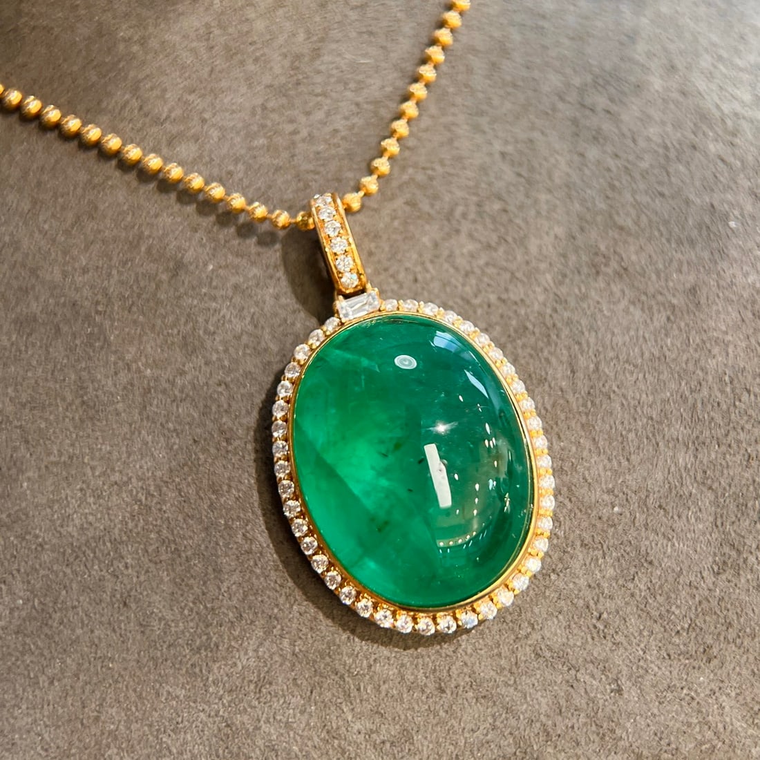 14k Gold 24.25 Ctw Natural Emerald & Diamond Pendant( Without Chain ) - 9