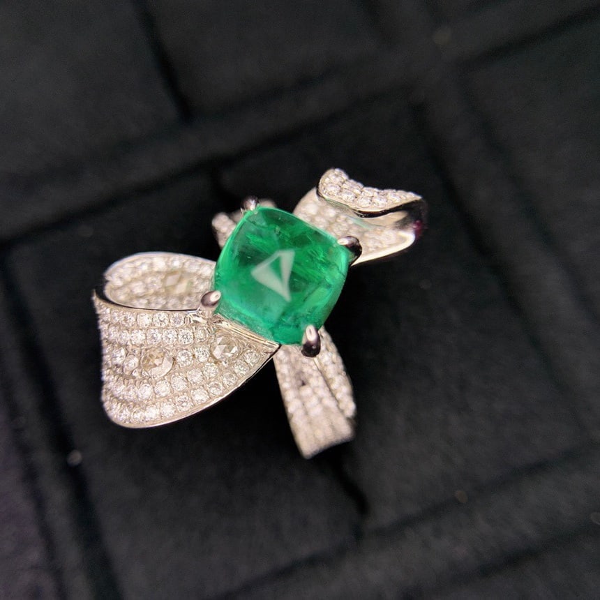 14k Gold 4.53 Ctw Natural Emerald & Diamond Ring - 2