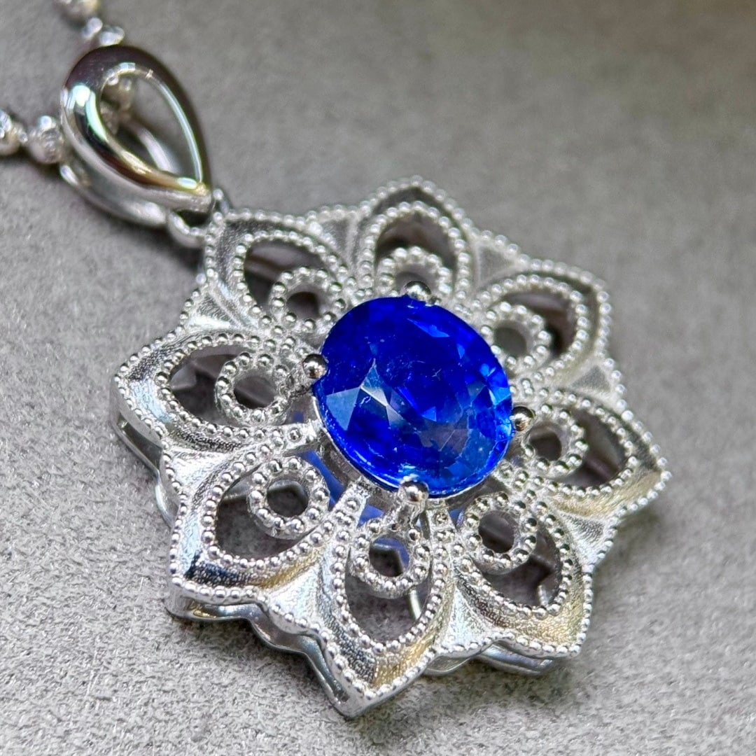 14k Gold 1.22 Ct Natural Sapphire Pendant( Without Chain ) - 3