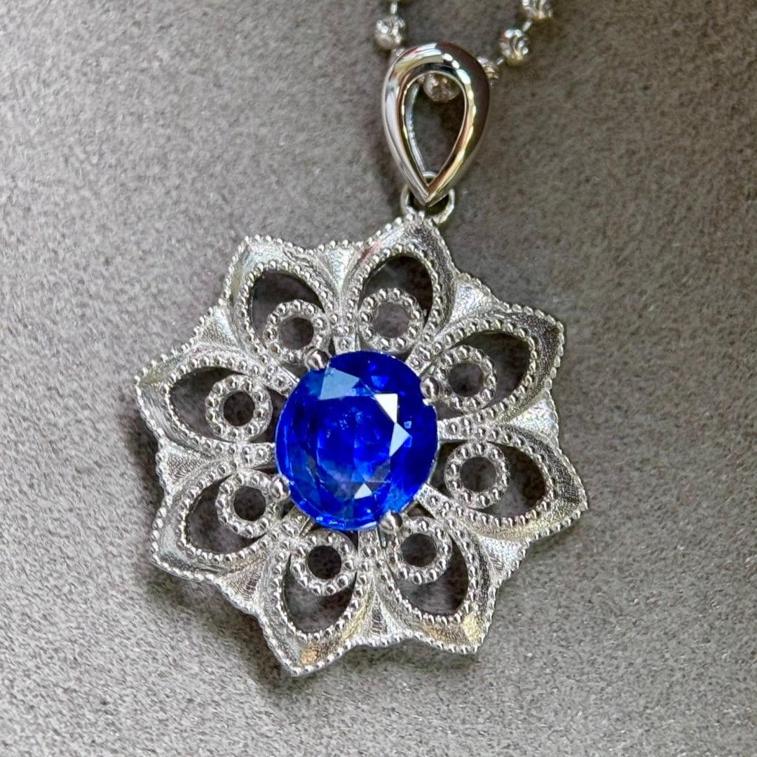 14k Gold 1.22 Ct Natural Sapphire Pendant( Without Chain ) - 4