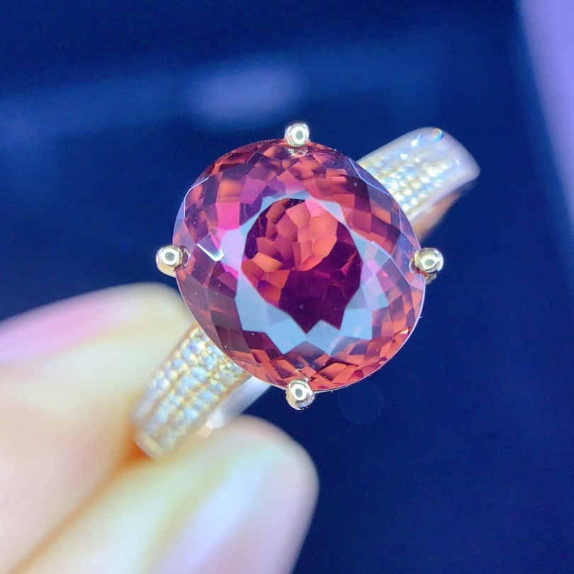 14k Gold 4.2 Ct Natural Tourmaline & Diamond Ring - 2