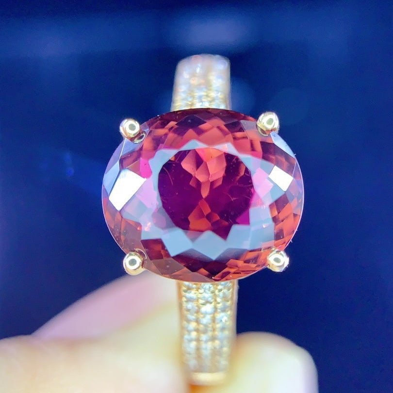 14k Gold 4.2 Ct Natural Tourmaline & Diamond Ring - 4