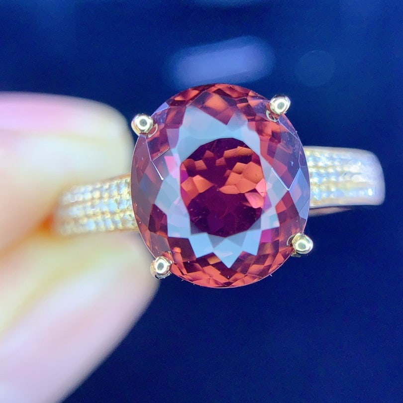 14k Gold 4.2 Ct Natural Tourmaline & Diamond Ring - 5