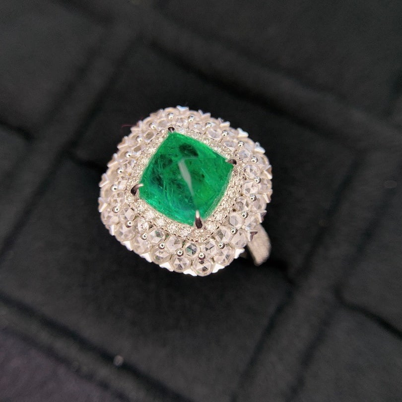 14k Gold 4.04 Ctw Natural Emerald & Diamond Ring - 2