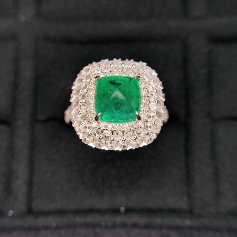 14k Gold 4.04 Ctw Natural Emerald & Diamond Ring - 6