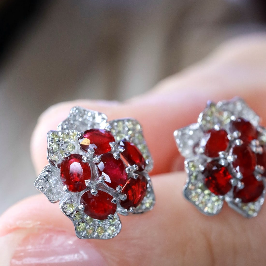 14k Gold 2.31 Ctw Natural Ruby & Diamond Earrings - 2