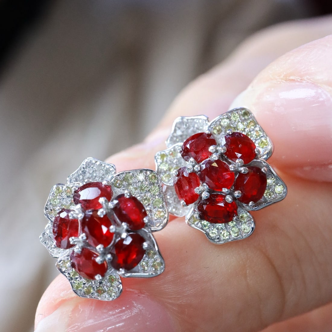 14k Gold 2.31 Ctw Natural Ruby & Diamond Earrings - 3