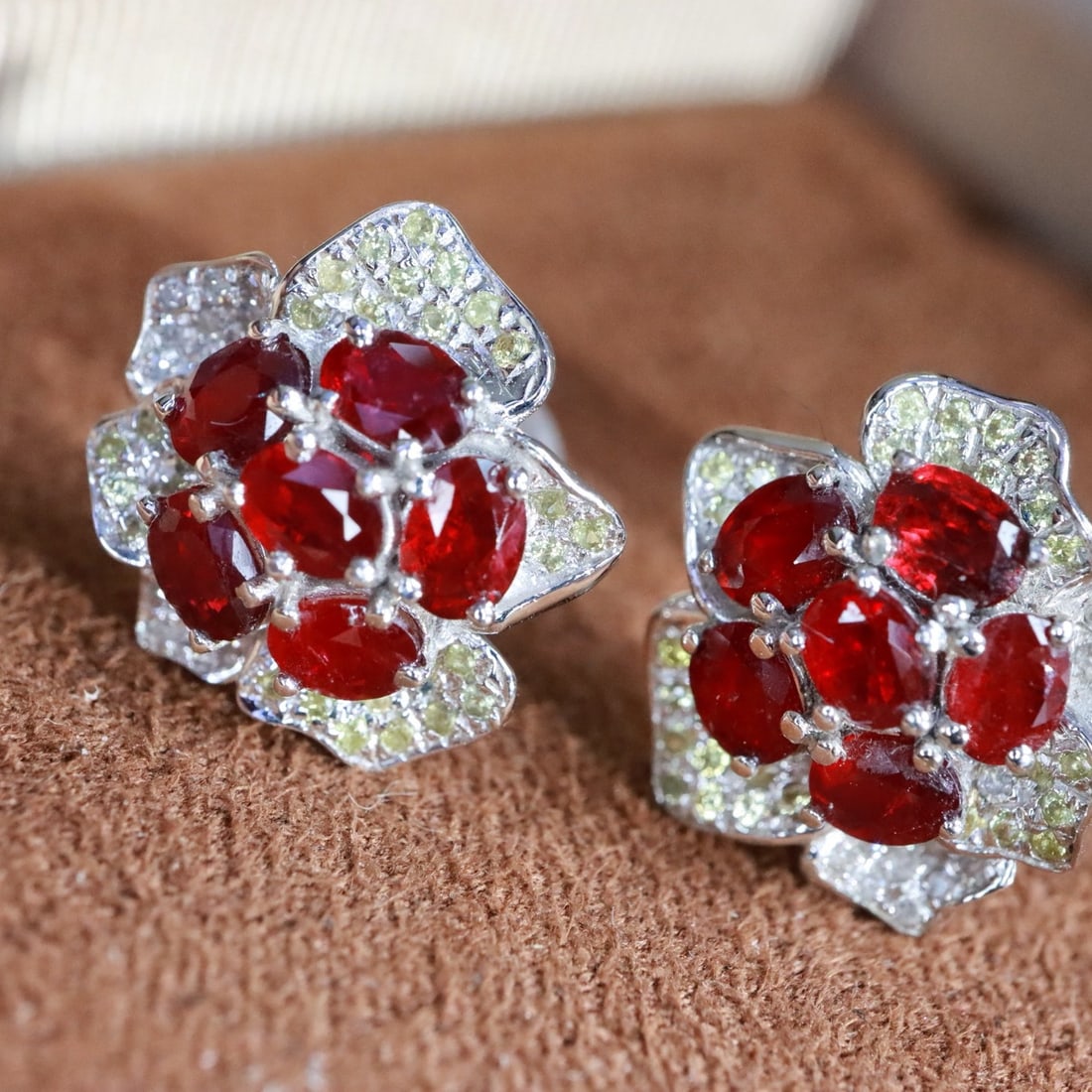 14k Gold 2.31 Ctw Natural Ruby & Diamond Earrings - 4