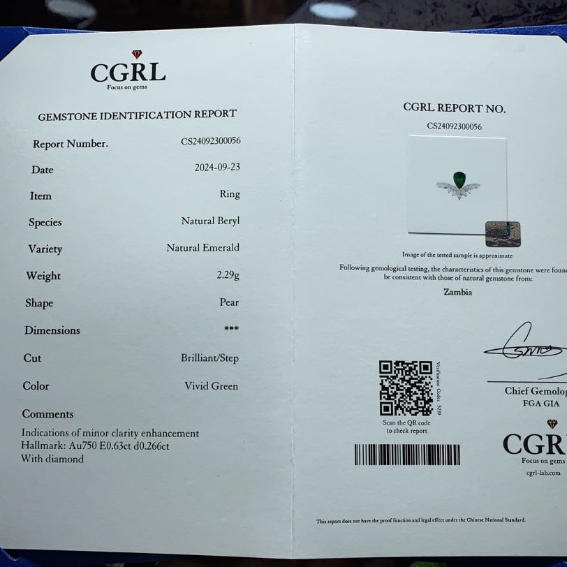 14k Gold 0.89 Ctw Natural Emerald & Diamond Ring - 6