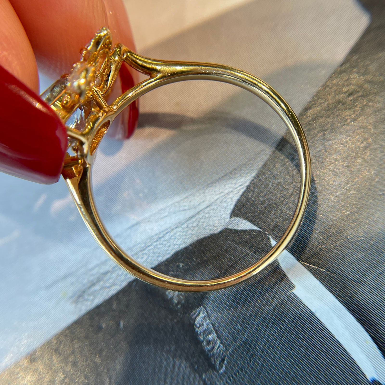 14k Gold 1 Ct Natural Aquamarine & Diamond & Sapphire Ring - 7