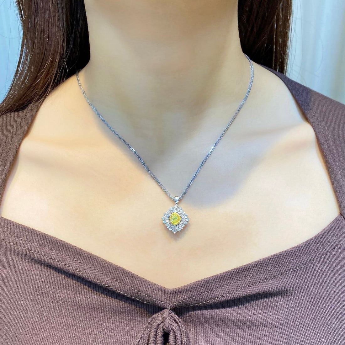 Gia Certified 14k Gold 2.33 Ctw Natural Yellow Diamond & Diamond Ring/pendant( Without Chain ) - 4