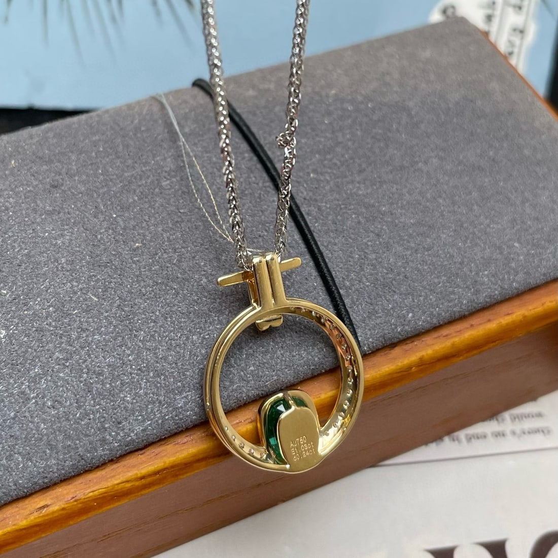 14k Gold 1.27 Ctw Vivid Green Natural Emerald & Diamond Pendant( Without Chain ) - 3