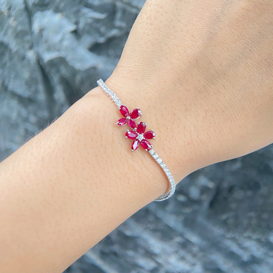 14k Gold 3.73 Ctw Natural Ruby & Diamond Bracelet - 3