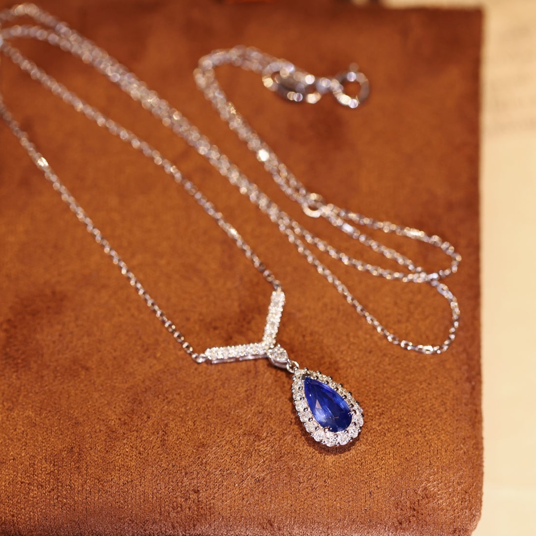 14k Gold 1.48 Ctw Natural Sapphire & Diamond Necklace - 4