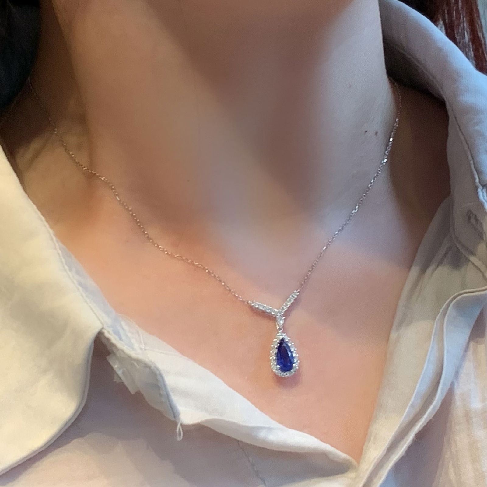 14k Gold 1.48 Ctw Natural Sapphire & Diamond Necklace - 5