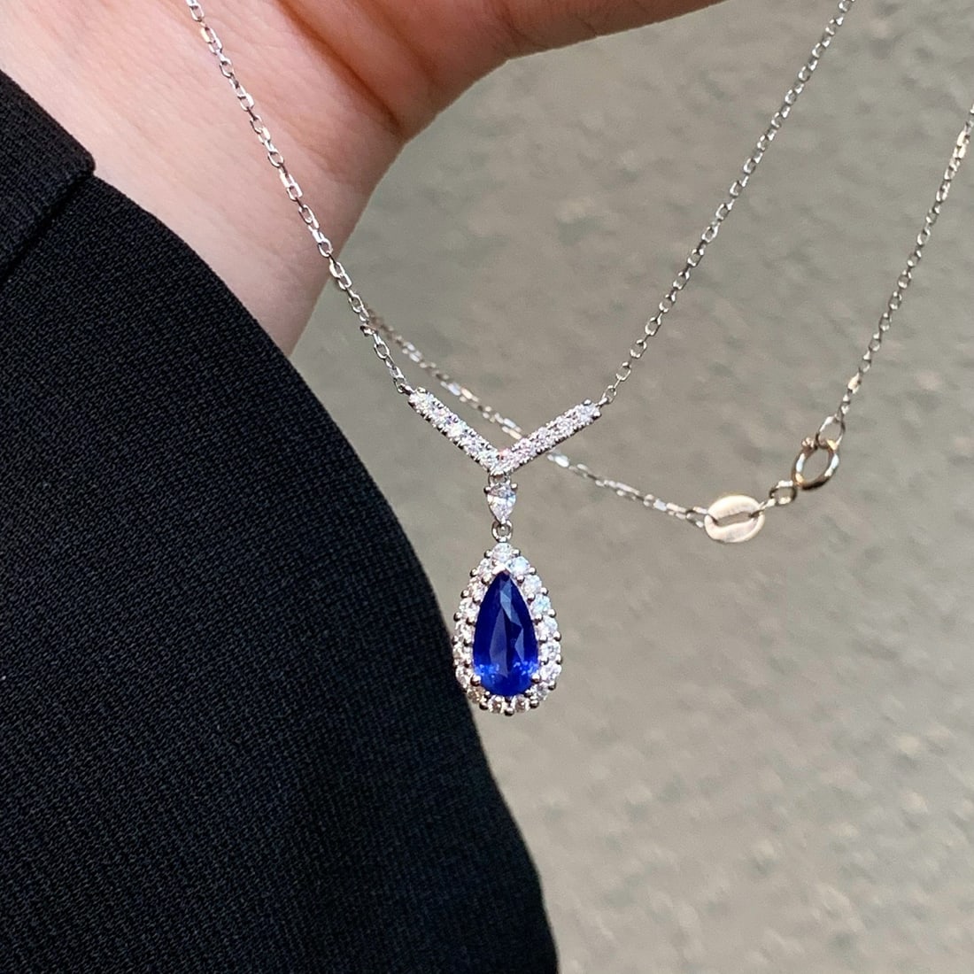 14k Gold 1.48 Ctw Natural Sapphire & Diamond Necklace - 6