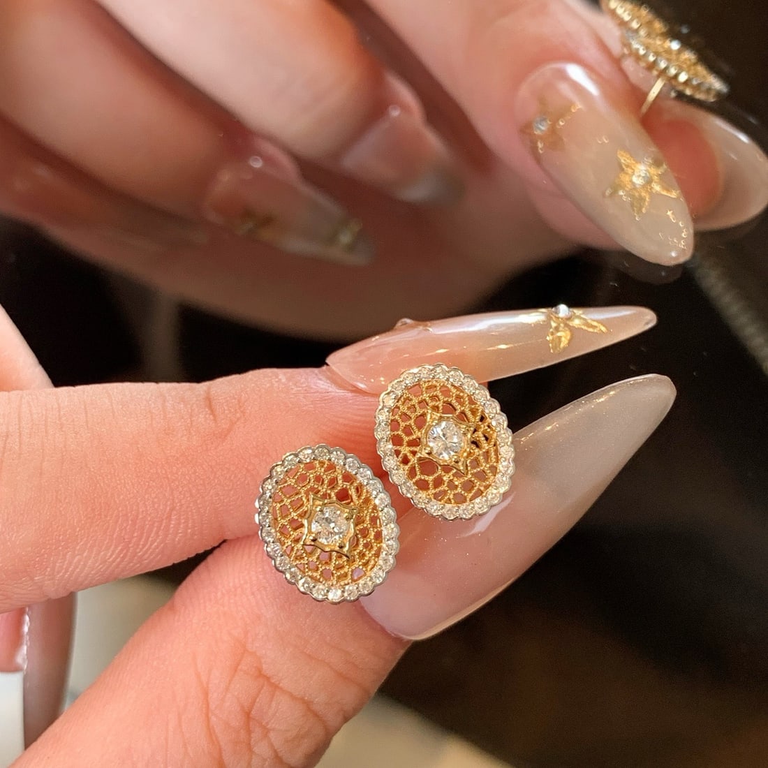 14k Gold 0.45 Ct Natural H Diamond Earrings - 8