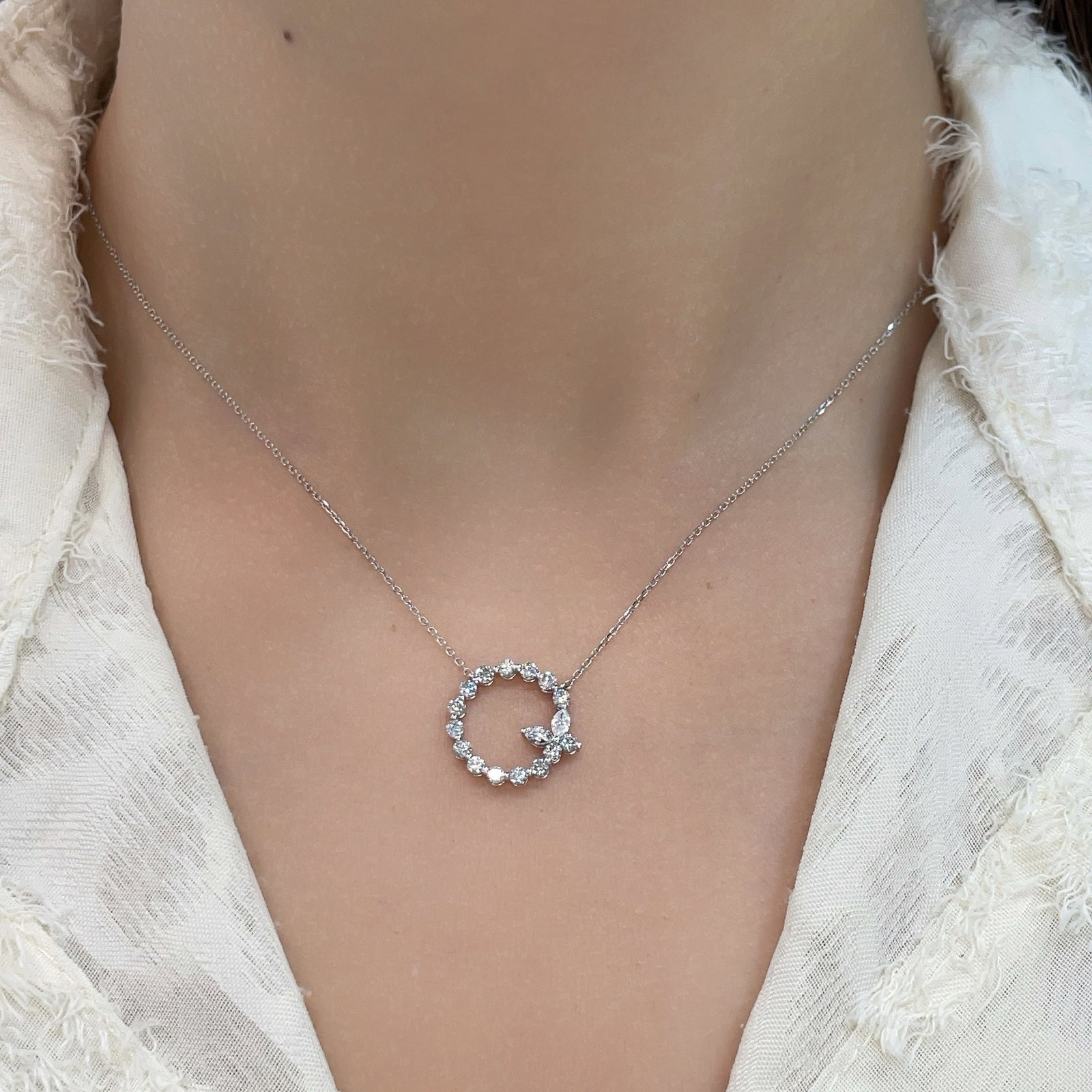 14k Gold 0.85 Ct Natural H Diamond Necklace - 4