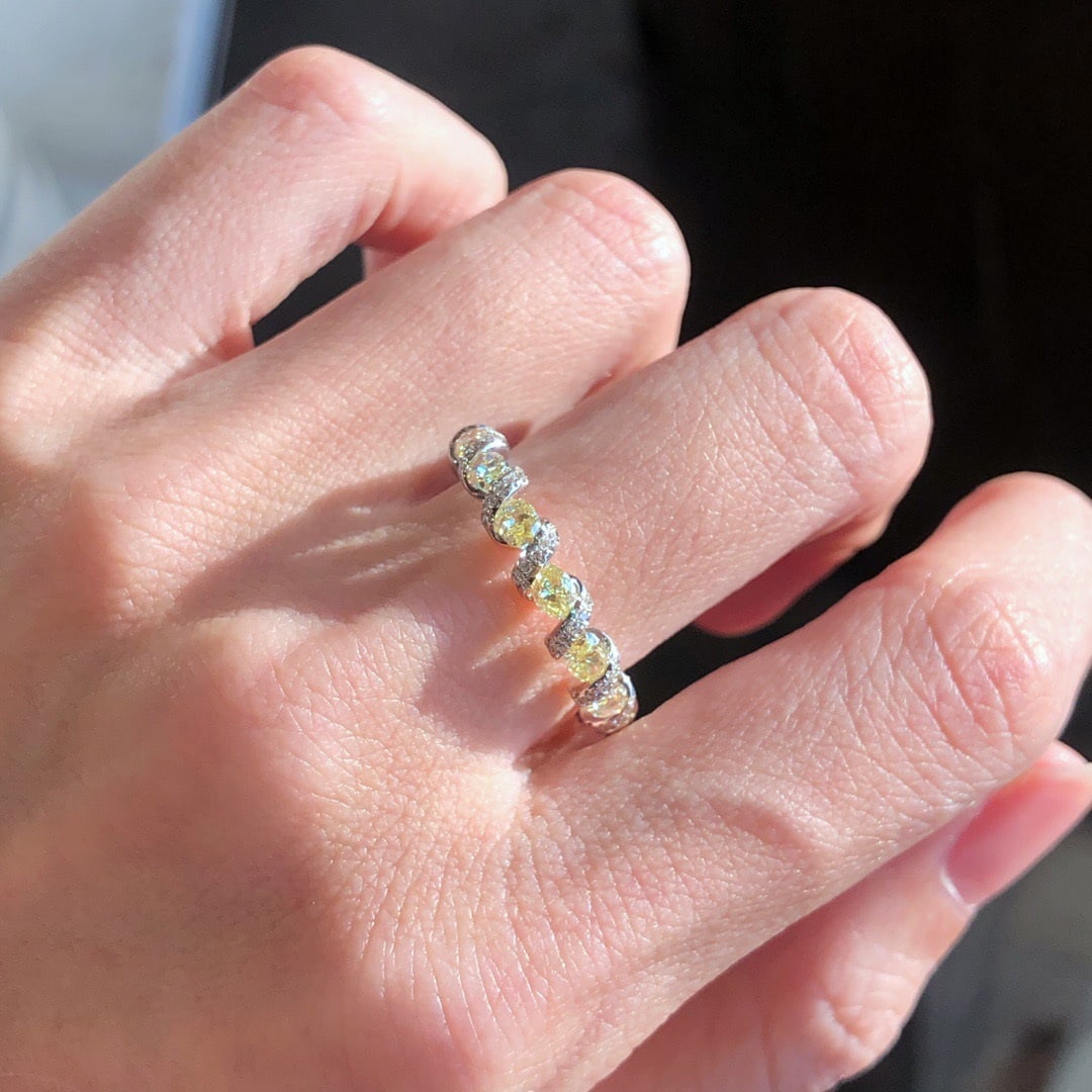 14k Gold 2.16 Ctw Natural Yellow Diamond & Diamond Ring - 5