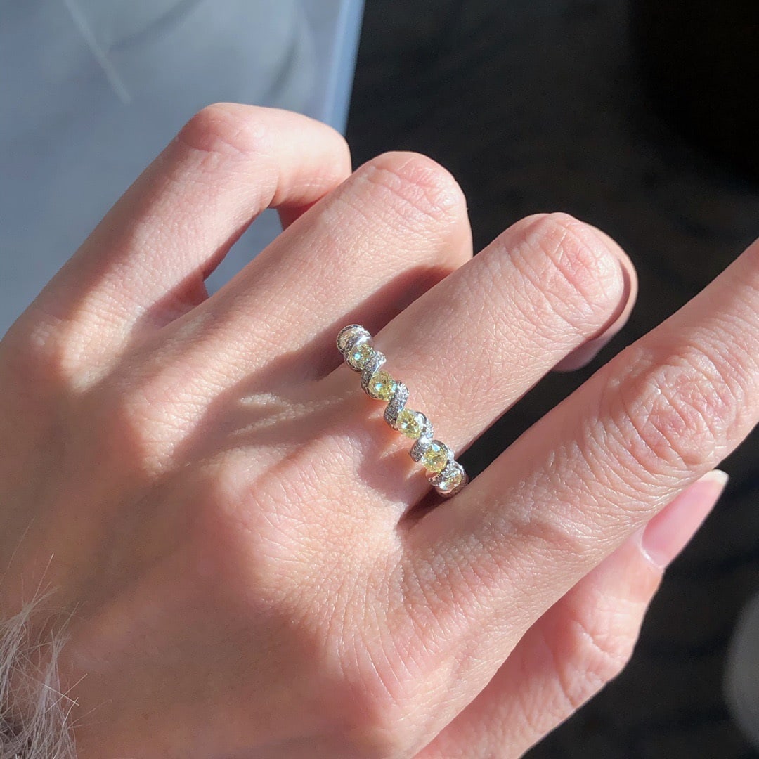 14k Gold 2.16 Ctw Natural Yellow Diamond & Diamond Ring - 6