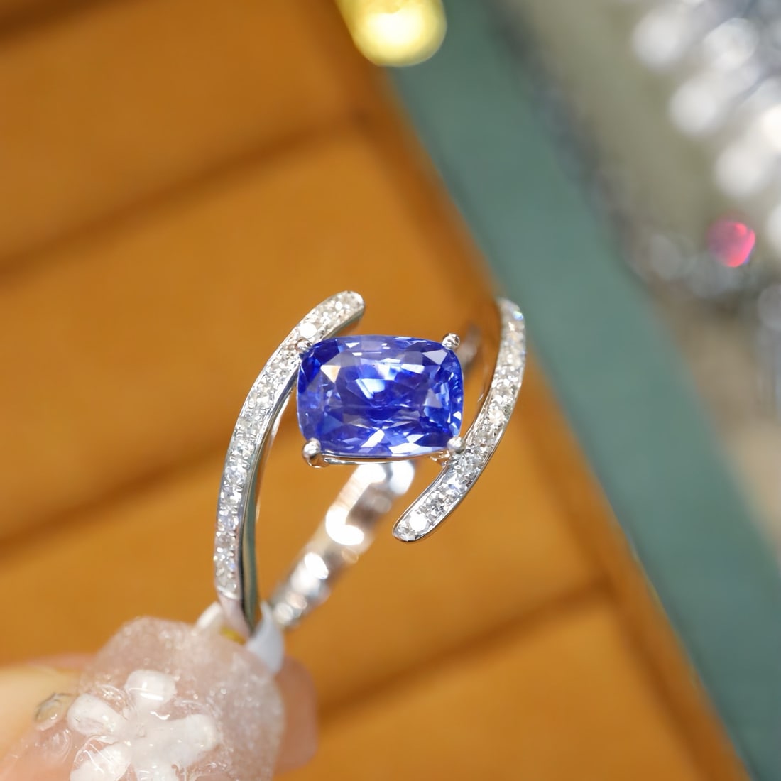 14k Gold 1.19 Ctw Natural Sapphire & Diamond Ring - 3