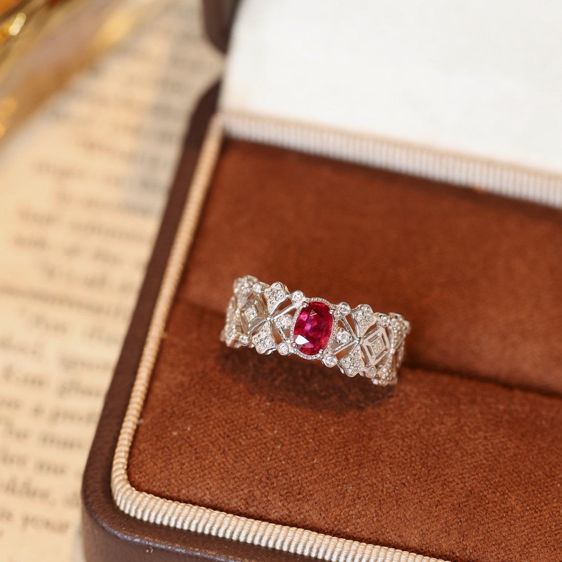 14k Gold 0.72 Ctw Natural Ruby & Diamond Ring - 3