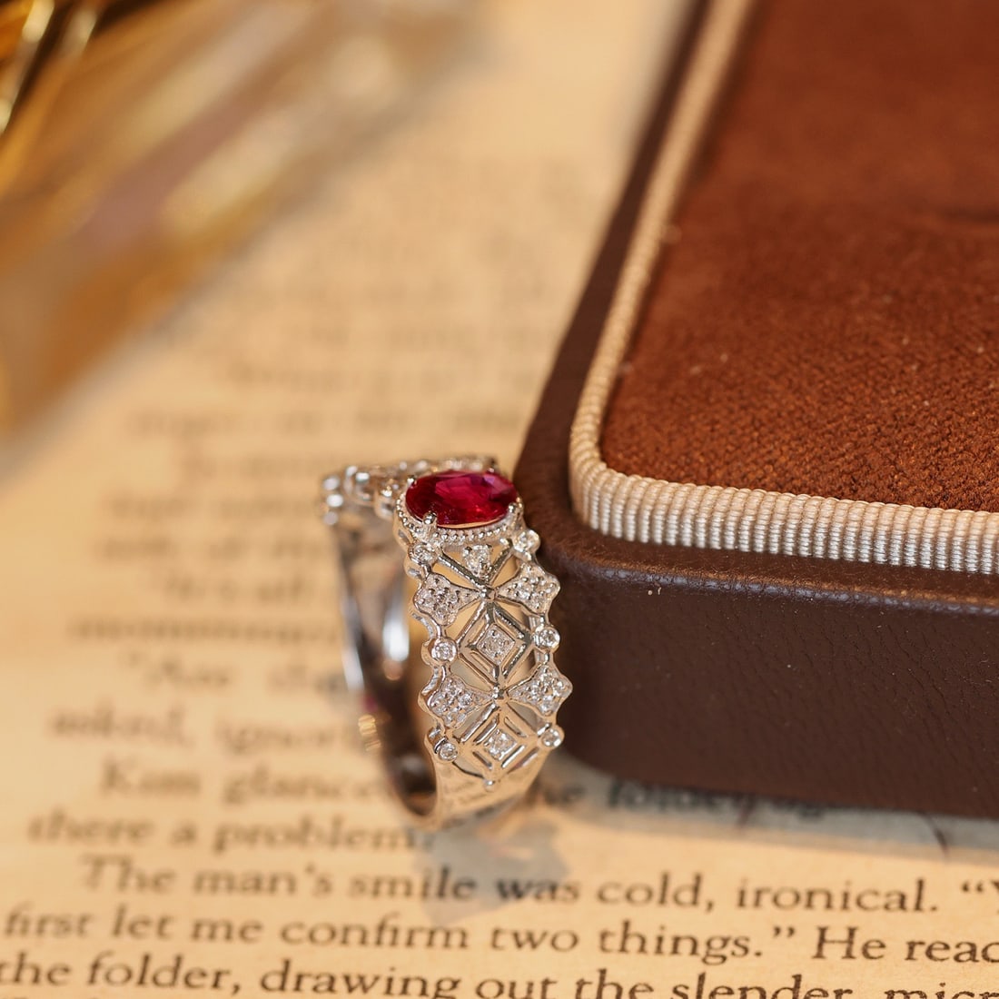 14k Gold 0.72 Ctw Natural Ruby & Diamond Ring - 4