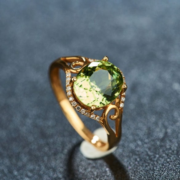 14k Gold 2.92 Ct Natural Tourmaline & Diamond Ring - 7