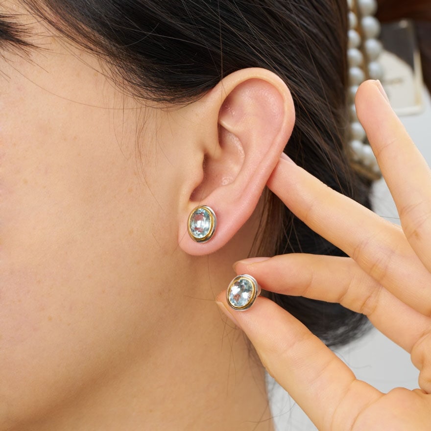 14k Gold 3.15 Ct Natural Aquamarine Earrings - 8