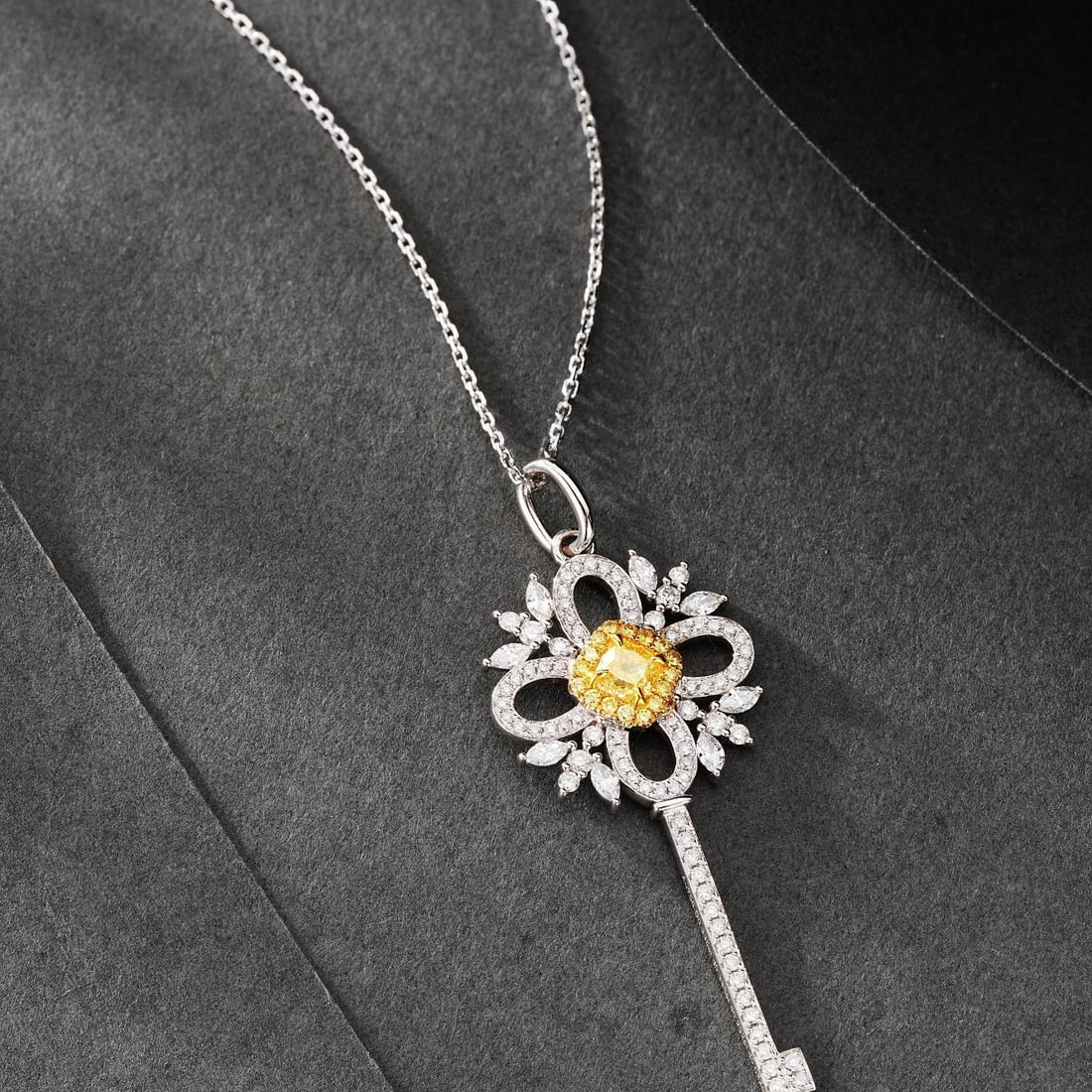 14k Gold 0.84 Ctw Natural Yellow Diamond & Diamond Pendant( Without Chain ) - 3