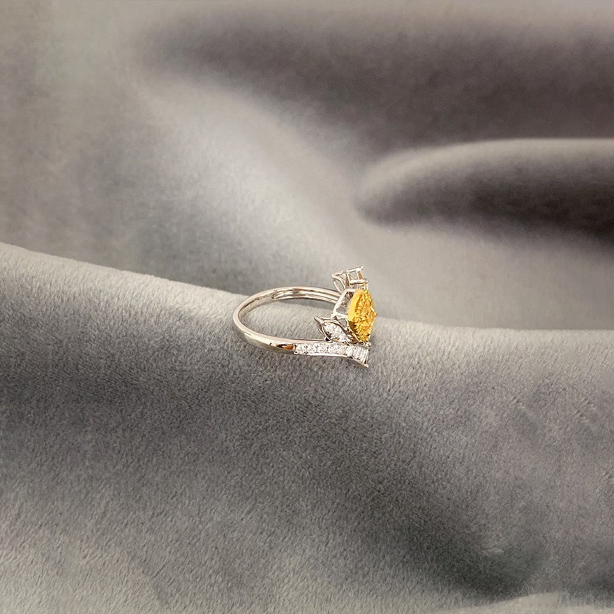 14k Gold 1.10 Ctw Natural Yellow Diamond & Diamond Ring - 3